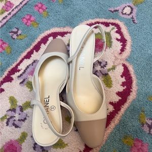 COPY - Chanel cream two tone slingbacks